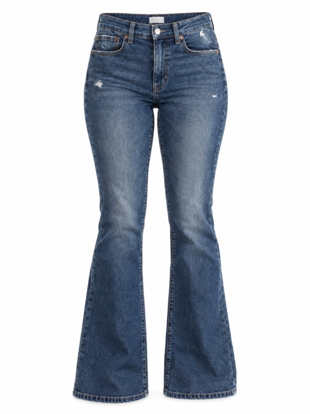 Pistola Blue Wide Leg Flare Raw Hem Distressed Jeans Size 26